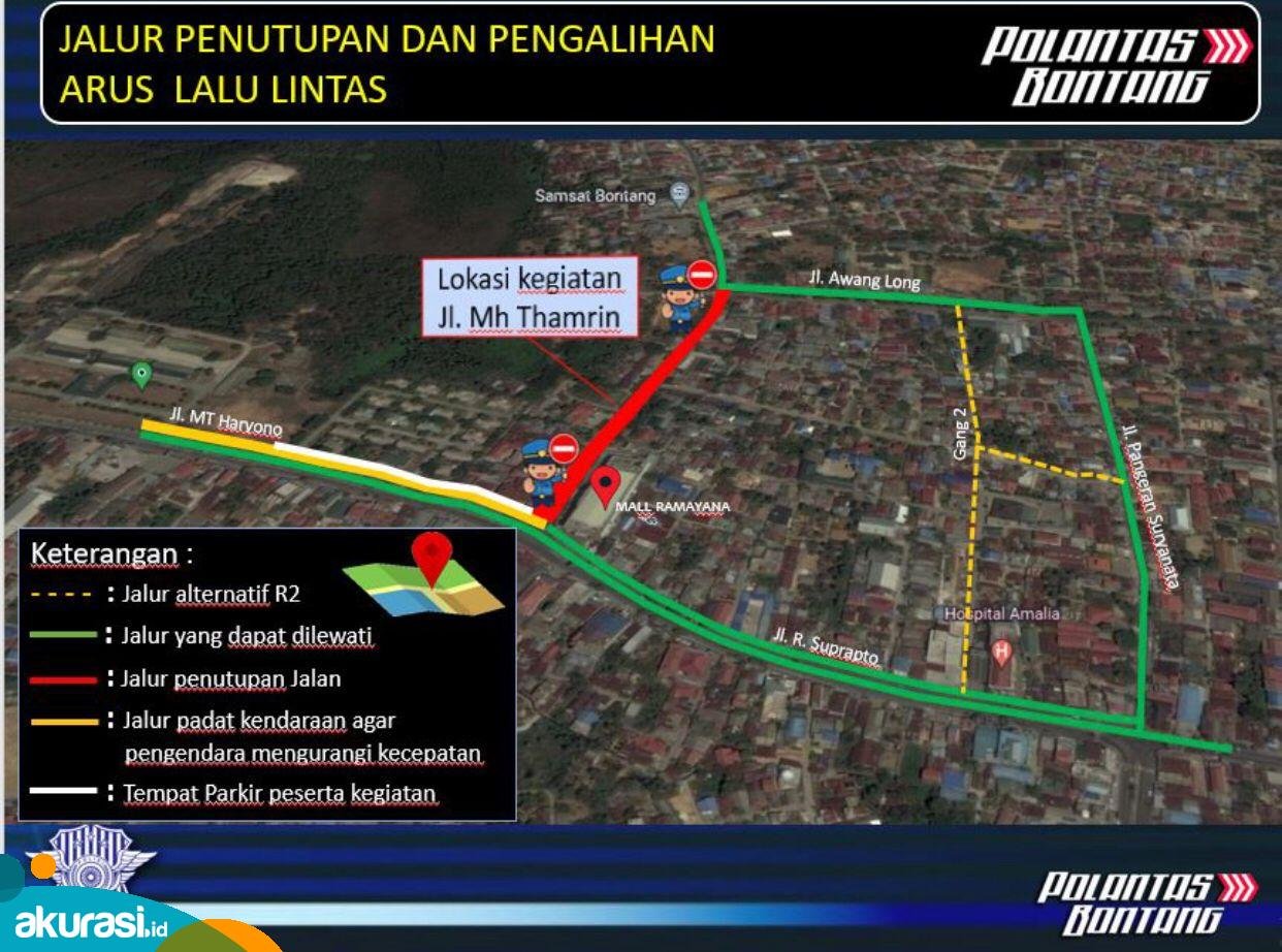 Ilustrasi rekayasa lalu lintas di simpang Tiga Ramayana, Bontang. (Dok. Polres Bontang)