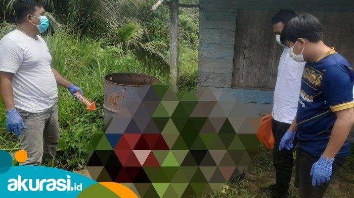 Penemuan mayat pria di Muara Badak dalam kondisi leher terikat tali. (Dok. Polres Bontang)
