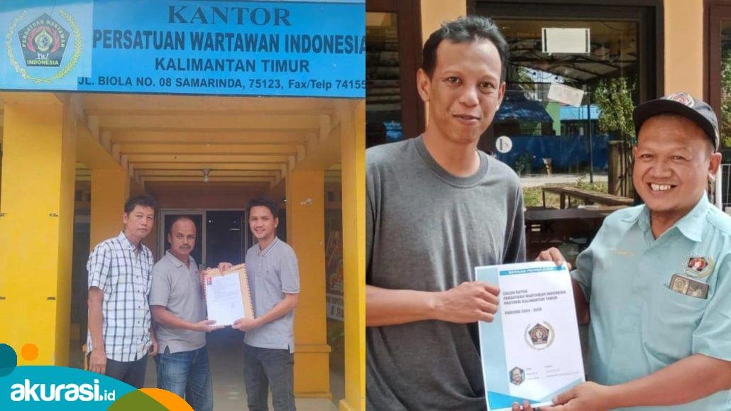 Kedua bakal calon adalah Abdurrahman Amin dan Munanto ketika menyerahkan berkas pendaftaran. Saat ini, keduanya merupakan pengurus PWI Provinsi Kaltim. (dok/PWI Kaltim)