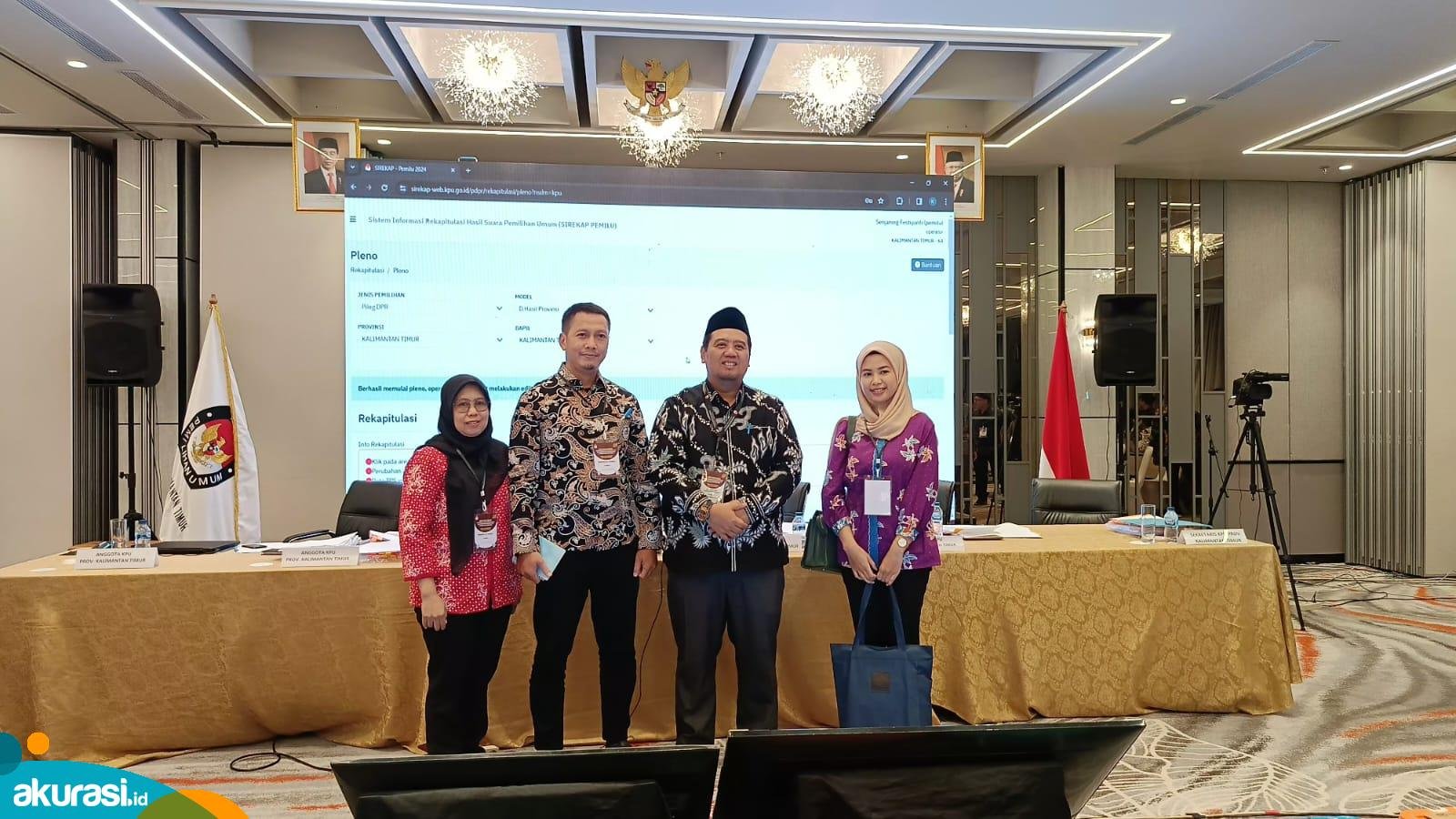 Rapat pleno terbuka rekapitulasi suara tingkat Provinsi Kaltim pada Pemilu 2024. (Yasinta Erikania Daniartie/Akurasi.id)