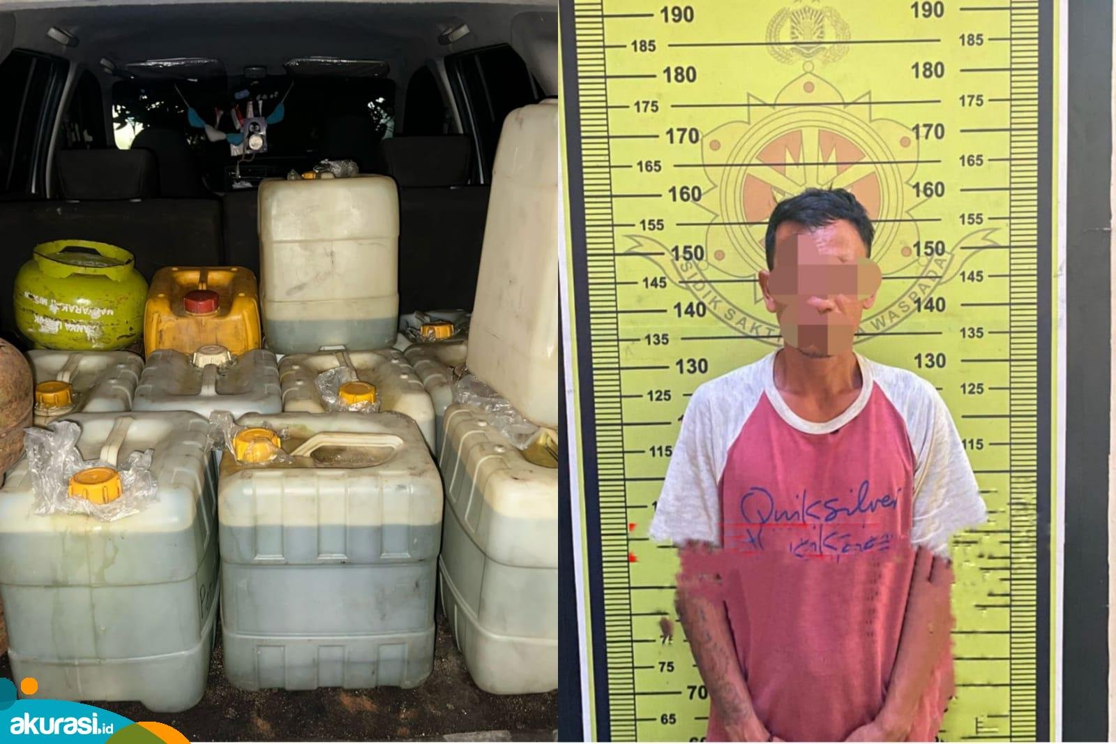 Tersangka PA kedapatan bolak balik isi bensin dan kini diamankan Polres Bontang akibat melakukan tindak pidana menyalahgunakan pengangkutan BBM. (Dok.Polres Bontang)