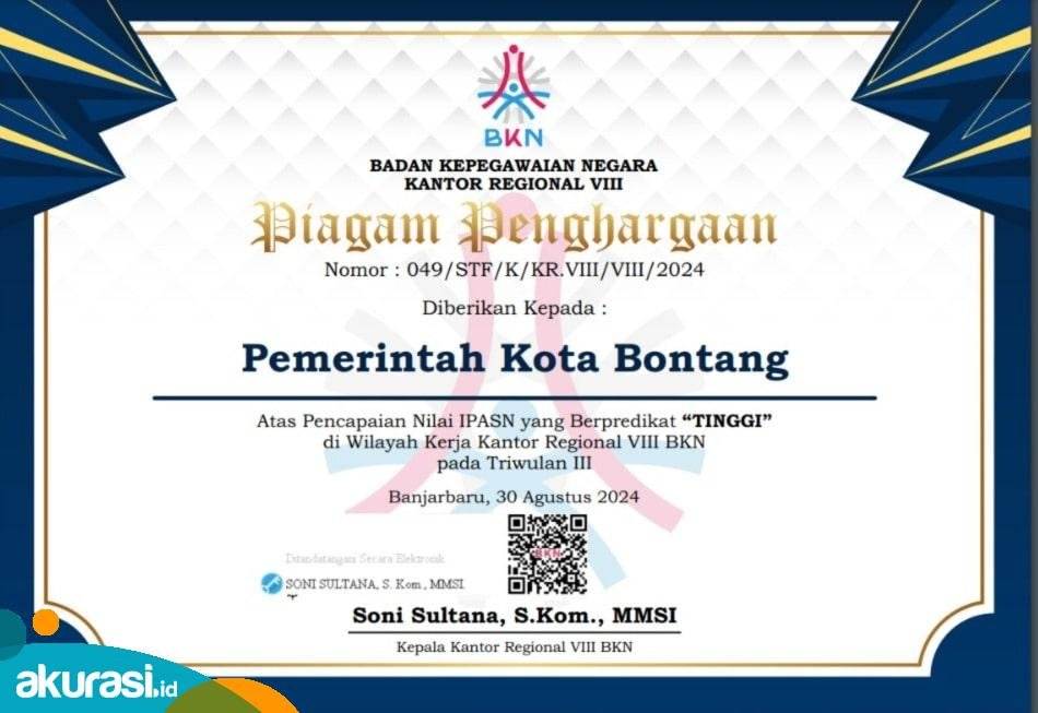 Profesionalitas ASN Pemkot Bontang Terbaik se-Kalimantan