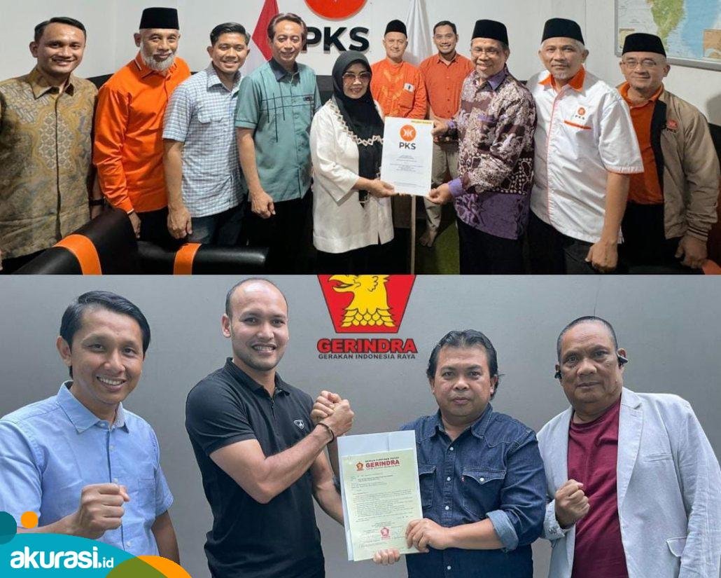Neni Moerniaeni dan Agus Haris terima SK dukungan dari PKS dan Gerindra. (istimewa)