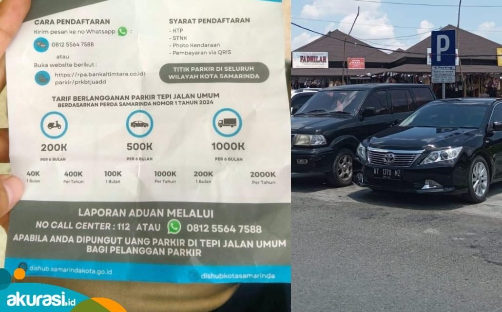 Besaran tarif retribusi parkir berlangganan bagi pemilik usaha sekitar wilayah Pasar Citra Niaga dianggap memberatkan. (Dhion/Akurasi.id)