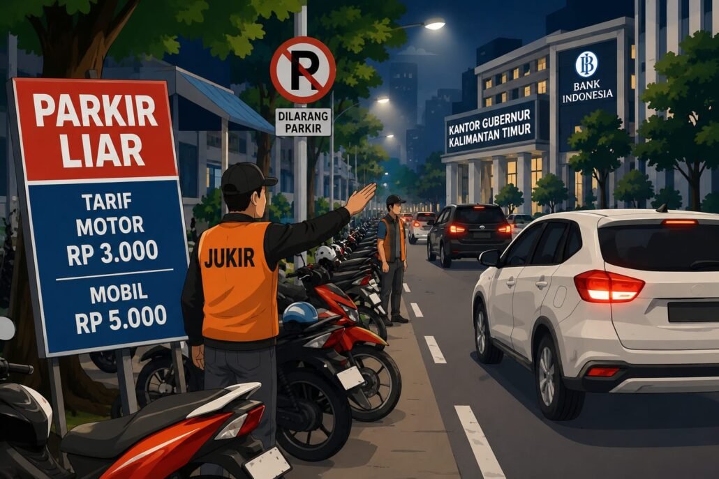 Parkir Liar di Sekitar Kantor Gubernur Kaltim